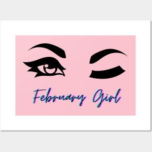 February Winking Girl, February Birthday Posters and Art